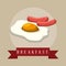 poster breakfast fried eggs sausages ribbon