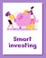 Poster with business women making financial smart investment or finance savings.