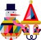 Poster Christmas snowman in cubism style white