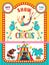 Poster of a circus show. Vector illustration. Circus artists and trained animals.