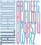 Poster condensed colorful font, striped compact tall uppercase l