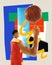 Poster. Contemporary art collage. Modern creative artwork. Young sportsman, basketball player spin basketball on his