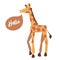 Poster with cute animals. Stylized giraffe with a speech bubble. Vector Postcard