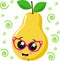 Poster with cute pear in glasses - vector illustration, eps