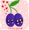 Poster with cute plums - vector illustration, eps
