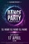 Poster for a dance party. Night party. Festive geometric neon flyer. Banner from geometrical plexus particles. Name of club and DJ