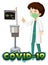 Poster design for coronavirus theme with doctor at hospital