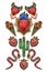 Poster or design t-shirt with traditional Mexican hearts with fire and flowers, embroidered sequins, beads and pearls