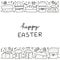 Poster with doodle outline Easter kulich cakes.