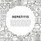 Poster with doodle outline hepatitis medical icons.