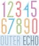 Poster echo condensed colorful light numbers with stripes on white background.