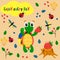 Poster enjoy every day with a colorful turtle - vector illustration, eps