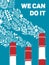 Poster about environmental pollution, emissions into the atmosphere. Three pipes with outgoing smoke with silhouettes of