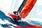 Poster of epic sailing freestyle sport in minimalist abstract multicolour illustration