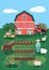 Poster with farm elements, vector image