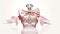 Poster featuring a pink perfume bottle. Adorned with a tasteful bow and a dazzling diamond,