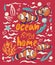 Poster with fish clowns and an inscription ocean is my home. Vector graphics