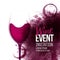 Poster, flyer or banner with wine stains background. Wine glass illustration. Vector spots and drops