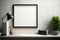 poster frame mockup on a minimalist industrial desk, Generative AI