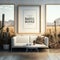 Poster frame mockup in modern nomadic home interior back Ai generative