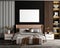 Poster frame model in modern interior mockup background calm color bed room luxury style - 3d rendering