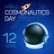 Poster or greeting card to 12 April - International Cosmonautics Day. The first human space flight. Vector illustration with the