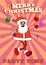 Poster Groovy hippie Christmas. Santa Claus in trendy retro cartoon style