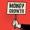 Poster in hand, business concept with text Money Growth