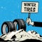Poster in hand, business concept with text Winter Tires