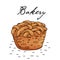 Poster with hand drawn bakery products isolate on a white background. Vector icons in sketch style