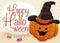 Poster with Happy Halloween Pumpkin, Vector Illustration