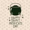 Poster happy saint patricks day with treasure in cauldron in green color silhouette with background pattern of clovers