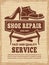 Poster with illustrations of shoe repair workshop