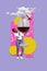Poster image collage pinup pop photo of crazy positive man person hold large size wineglass have fun chill isolated on