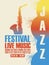 Poster for the jazz festival with a saxophone