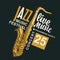 Poster for jazz music festival and live music concert with saxophone