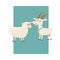 Poster, label, banner template with farm smiling goat and sheep