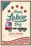 Poster Labor Day car truck of america vintage design
