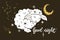 Poster with lamb, stars and the inscription Good night. Vector graphics