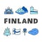 Poster with lettering and doodle colored finland icons.