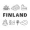 Poster with lettering and doodle outline finland icons.