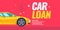 Poster loan car. Vector illustration in cartoon style