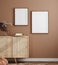 Poster mockup in cozy home interior