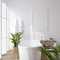 Poster mockup in white cozy bathroom interior background