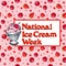 poster national week ice cream with popsicles and strawberries and cherries