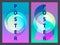 Poster with neon flat geometric pattern. Holographic colorful graphic backgrounds. Retro banner, flyer, leaflet, poster