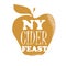 Poster for the New York Cider Week Festival. Vector illustration. Apples and bottle of cider. Text NY CIDER FEAST