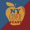 Poster for the New York Cider Week Festival. Vector illustration. Apples and bottle of cider. Text NY CIDER FEAST