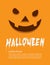 Poster of orange face pumpkin on Halloween flat vector.