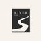 poster river line art logo design vector silhouette